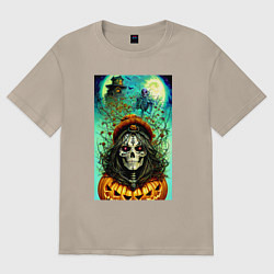 Женская футболка оверсайз Скелет ведьмы - хэллоуин