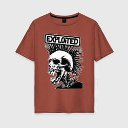 Футболка оверсайз женская The exploited - punk skull, цвет: кирпичный