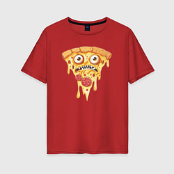 Футболка оверсайз женская Pizza face, цвет: красный