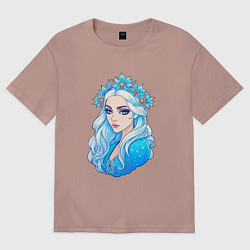 Женская футболка оверсайз Снегурочка новый год