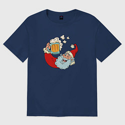 Женская футболка оверсайз Санта с пивасиком