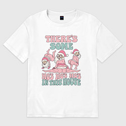 Женская футболка оверсайз Пошлый дед мороз стриптизер