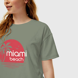 Футболка оверсайз женская Пляж Майами, цвет: авокадо — фото 2