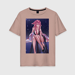 Женская футболка оверсайз Геншин Яэ Мико