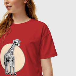 Футболка оверсайз женская Круг жираф, цвет: красный — фото 2