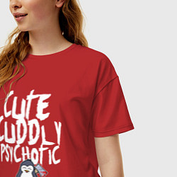 Футболка оверсайз женская Милый симпатичный психопат, цвет: красный — фото 2