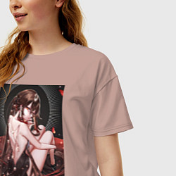 Футболка оверсайз женская Геншин Ху Тао, цвет: пыльно-розовый — фото 2