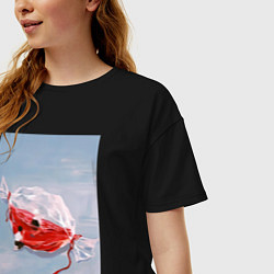 Футболка оверсайз женская Евангелион Синдзи Икари Рей Аянами, цвет: черный — фото 2