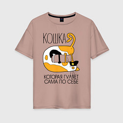 Женская футболка оверсайз Кошка гуляет сама по себе