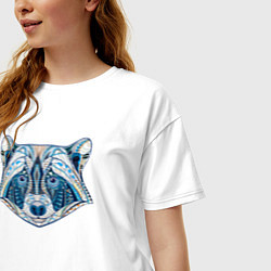 Футболка оверсайз женская Узорчатый енотик, цвет: белый — фото 2
