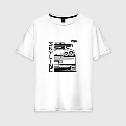 Футболка оверсайз женская Nissan Skyline GT-R, цвет: белый