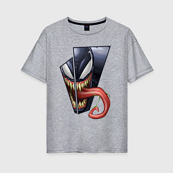 Футболка оверсайз женская Venom with tongue sticking out, цвет: меланж