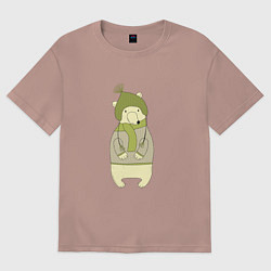 Женская футболка оверсайз Медведь в свитере