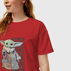 Футболка оверсайз женская Unknown specis - Baby Yoda, цвет: красный — фото 2