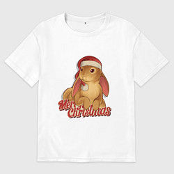 Женская футболка оверсайз Новогодний кролик