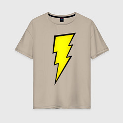 Футболка оверсайз женская Shazam and Black Adam logo, цвет: миндальный