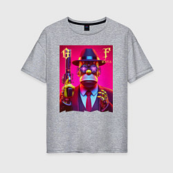 Футболка оверсайз женская Cyber godfather Homer Simpson - mafia, цвет: меланж