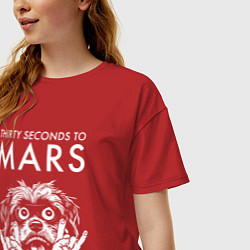 Футболка оверсайз женская Thirty Seconds to Mars rock dog, цвет: красный — фото 2