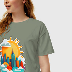 Футболка оверсайз женская Город Солнца, цвет: авокадо — фото 2