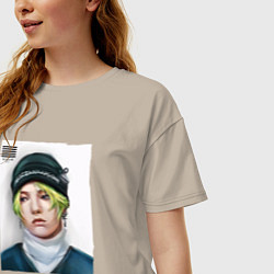 Футболка оверсайз женская G Dragon Big bang, цвет: миндальный — фото 2