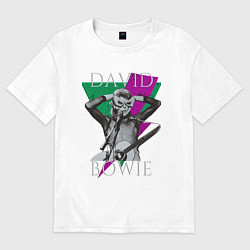 Футболка оверсайз женская David Bowie hand goggles, цвет: белый