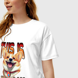 Футболка оверсайз женская Корги с надписью Вот кто я, цвет: белый — фото 2