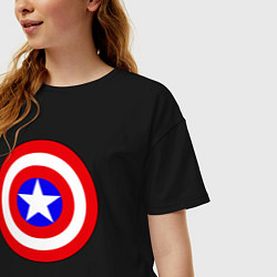 Футболка оверсайз женская Captain America logo, цвет: черный — фото 2