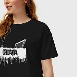 Футболка оверсайз женская Croatia football, цвет: черный — фото 2