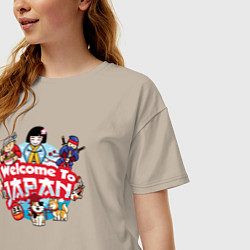 Футболка оверсайз женская Добро пожаловать в Японию, цвет: миндальный — фото 2