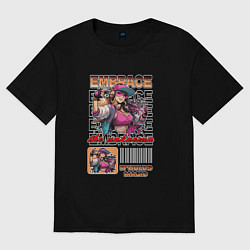 Женская футболка оверсайз Девушка музыкант с прикольной надписью