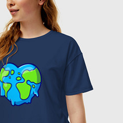 Футболка оверсайз женская Earth lover, цвет: тёмно-синий — фото 2