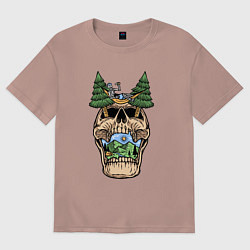 Футболка оверсайз женская Skull nature vibe, цвет: пыльно-розовый