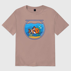 Женская футболка оверсайз Рыбка в аквариуме