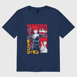 Женская футболка оверсайз Человек-бензопила - Makima