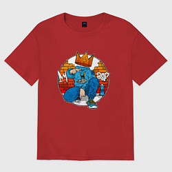 Футболка оверсайз женская Rap - Concrete battle, цвет: красный