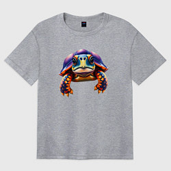 Футболка оверсайз женская Яркая черепашка, цвет: меланж