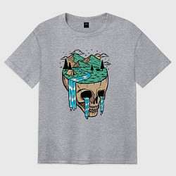 Футболка оверсайз женская Nature skull, цвет: меланж
