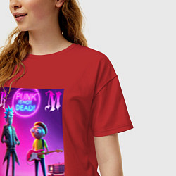 Футболка оверсайз женская Rick and Morty - neon fantasy, цвет: красный — фото 2