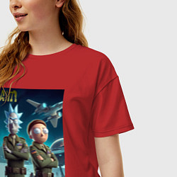Футболка оверсайз женская Rick and Morty - air force нейроарт, цвет: красный — фото 2