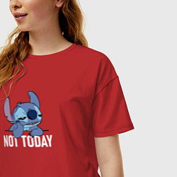 Футболка оверсайз женская Not today Stitch, цвет: красный — фото 2