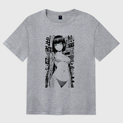 Женская футболка оверсайз Зеленоглазая девушка с татуировками