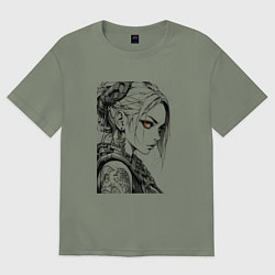 Женская футболка оверсайз Девушка с алыми глазами