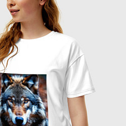 Футболка оверсайз женская Взгляд серого волка, цвет: белый — фото 2