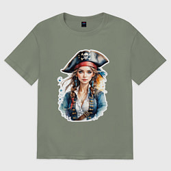 Женская футболка оверсайз Девушка пиратка
