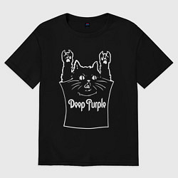 Женская футболка оверсайз Deep Purple - cat rock