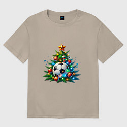 Женская футболка оверсайз Новогодняя футбольная елка