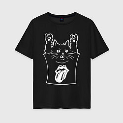 Футболка оверсайз женская Rolling Stones - cat rock, цвет: черный