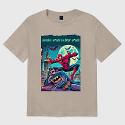 Женская футболка оверсайз Чувак паук против чувака летучей мыши - нейроарт п