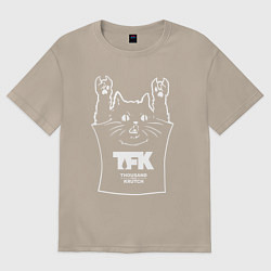 Футболка оверсайз женская Thousand Foot Krutch - cat rock, цвет: миндальный
