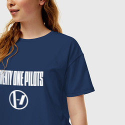 Футболка оверсайз женская Twenty one pilots - logo, цвет: тёмно-синий — фото 2